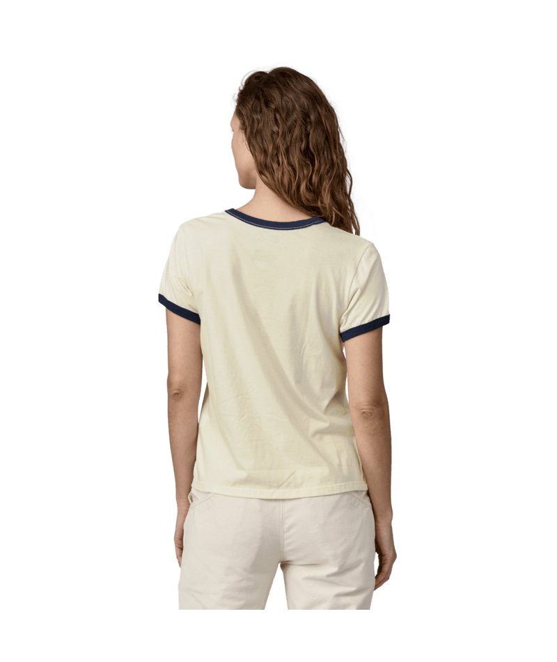 Patagonia Womens 73 Text Logo Organic Ringer Tee